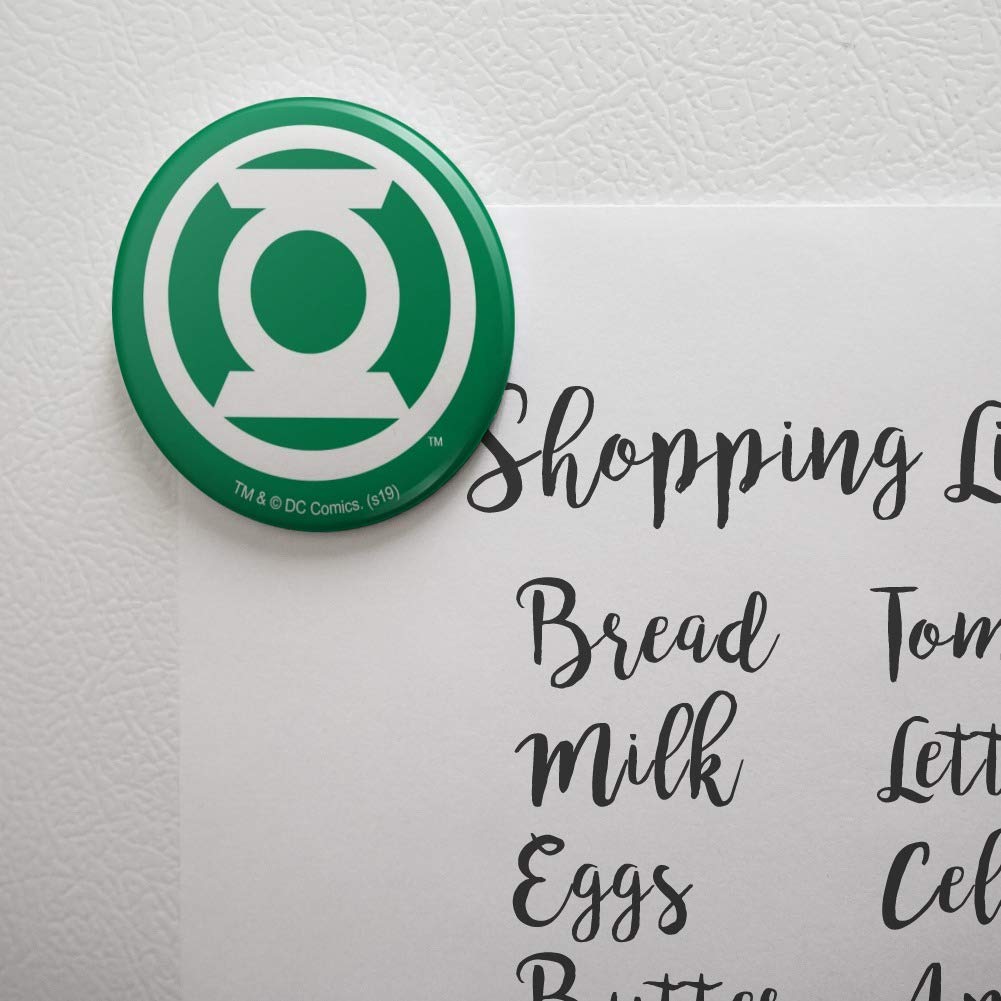 Green Lantern White Logo Refrigerator Magnet - Strong Kitchen Fridge Locker Button Decor for Superhero Fans, Perfect for Home, Office & Dorm Room Organization
