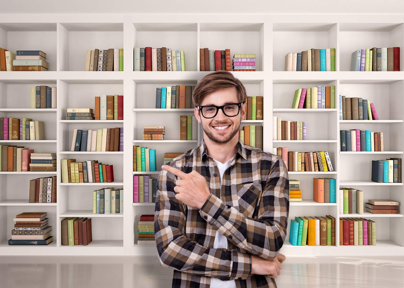 Modern Bookshelf Backdrop for Office, Library & Photography - 10x8ft Graduation Party Decoration, Study Banner & Photo Studio Props (PCK79C) - Perfect for Home Office, Classroom Decor & Professional Photography Backgrounds