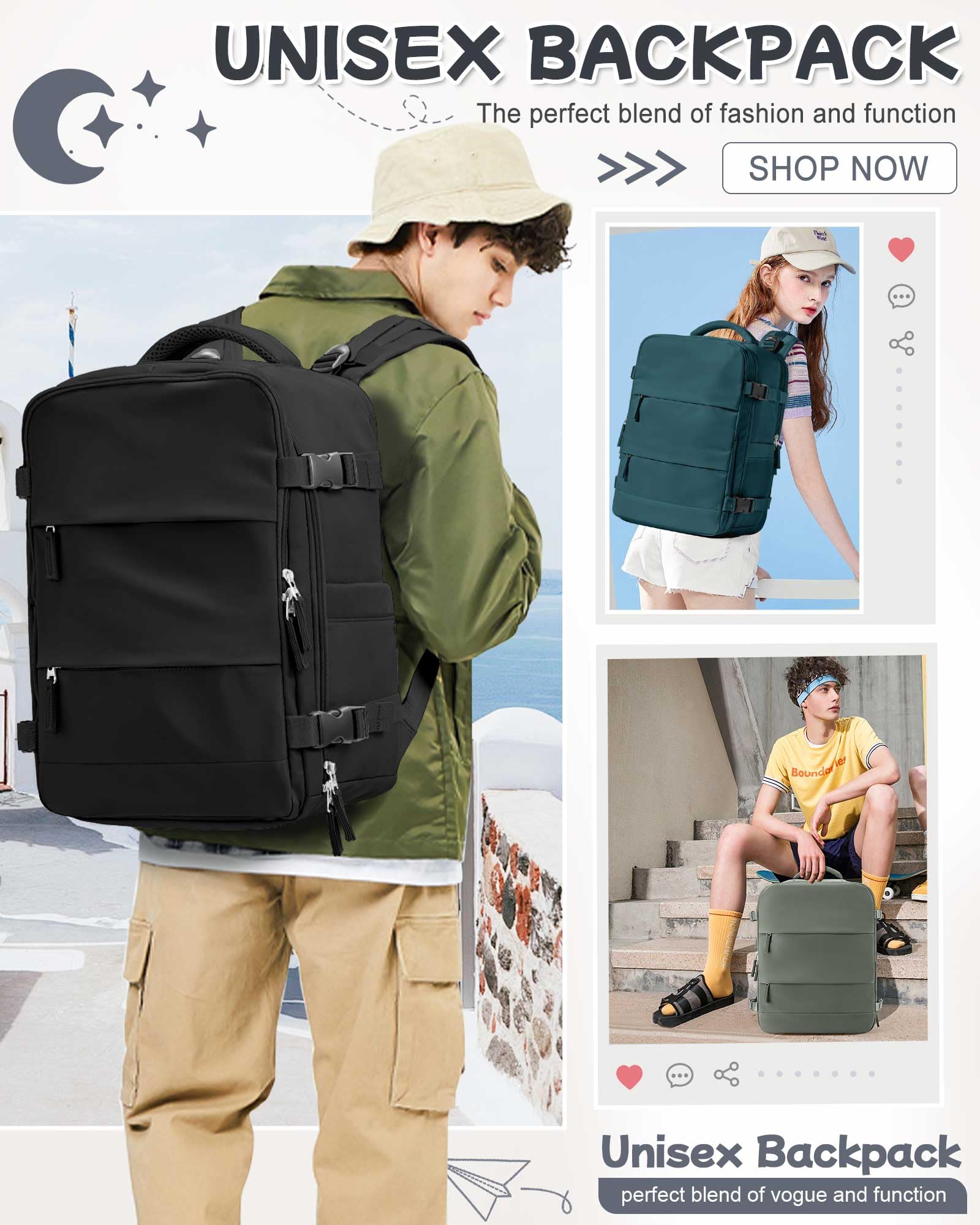 Lightweight Travel Backpack for Women & Men - Airplane Carry On, College Backpack for School, Work & Outdoor Adventures | Durable & Comfortable Daypack for Commuting, Hiking & Business Trips