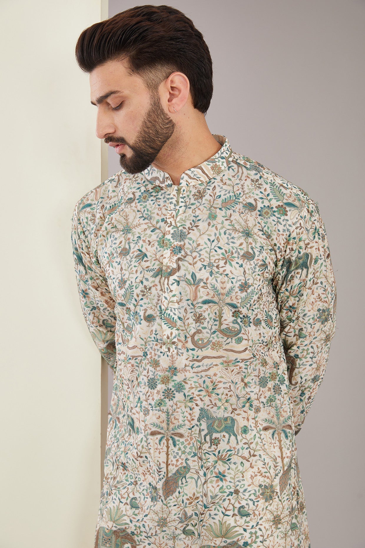 Stylish Off-White Kalamkari Embroidered Kurta for Women | Handcrafted Indian Ethnic Wear | Perfect for Festivals, Weddings & Cultural Events