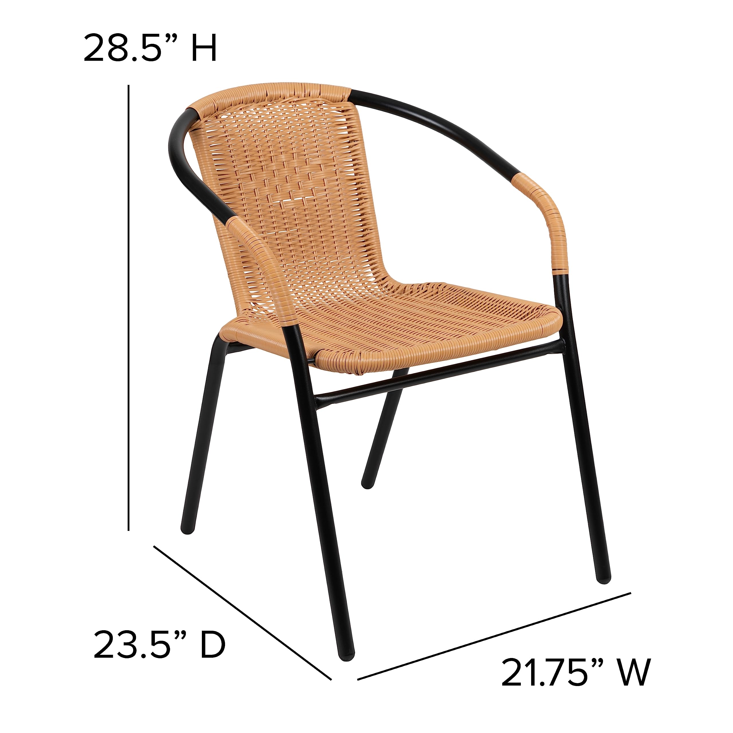 Flash Furniture Lila 4-Pack Beige Rattan Stackable Chairs for Indoor & Outdoor Use - Stylish Dining Chairs for Restaurants, Cafes, Patios & Home Decor