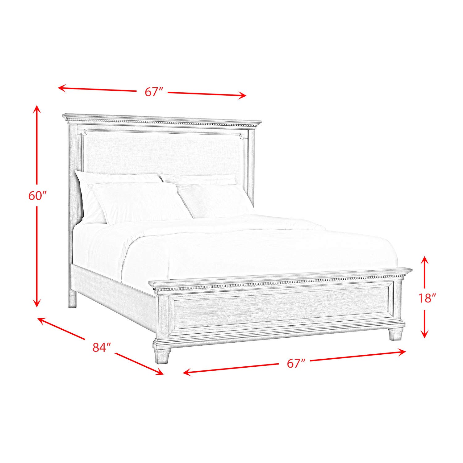 Picket House Furnishings Clovis Queen Panel Bed in Grey - Modern Bedroom Furniture for Master Bedroom & Guest Room