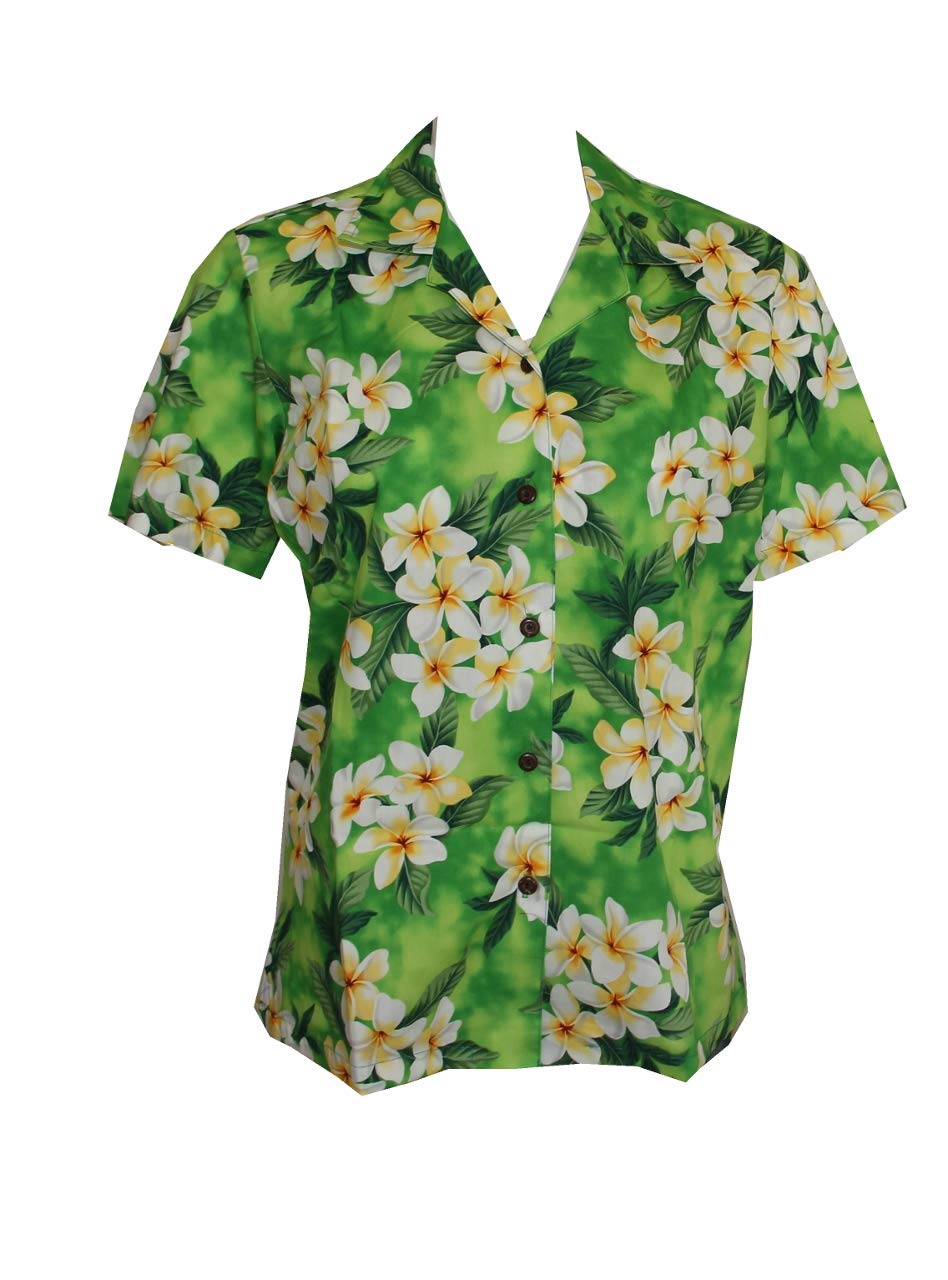 Hawaiian Aloha Camp Shirt for Women - Floral Plumeria Print, Made in Hawaii - Perfect for Beach Vacations, Luau Parties & Summer Outfits