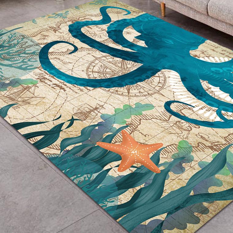 Non-Slip Octopus Love Floor Mat - Cute Home Decor for Bathroom, Kitchen & Bedroom - Perfect Gift for Couples & Sea Lovers