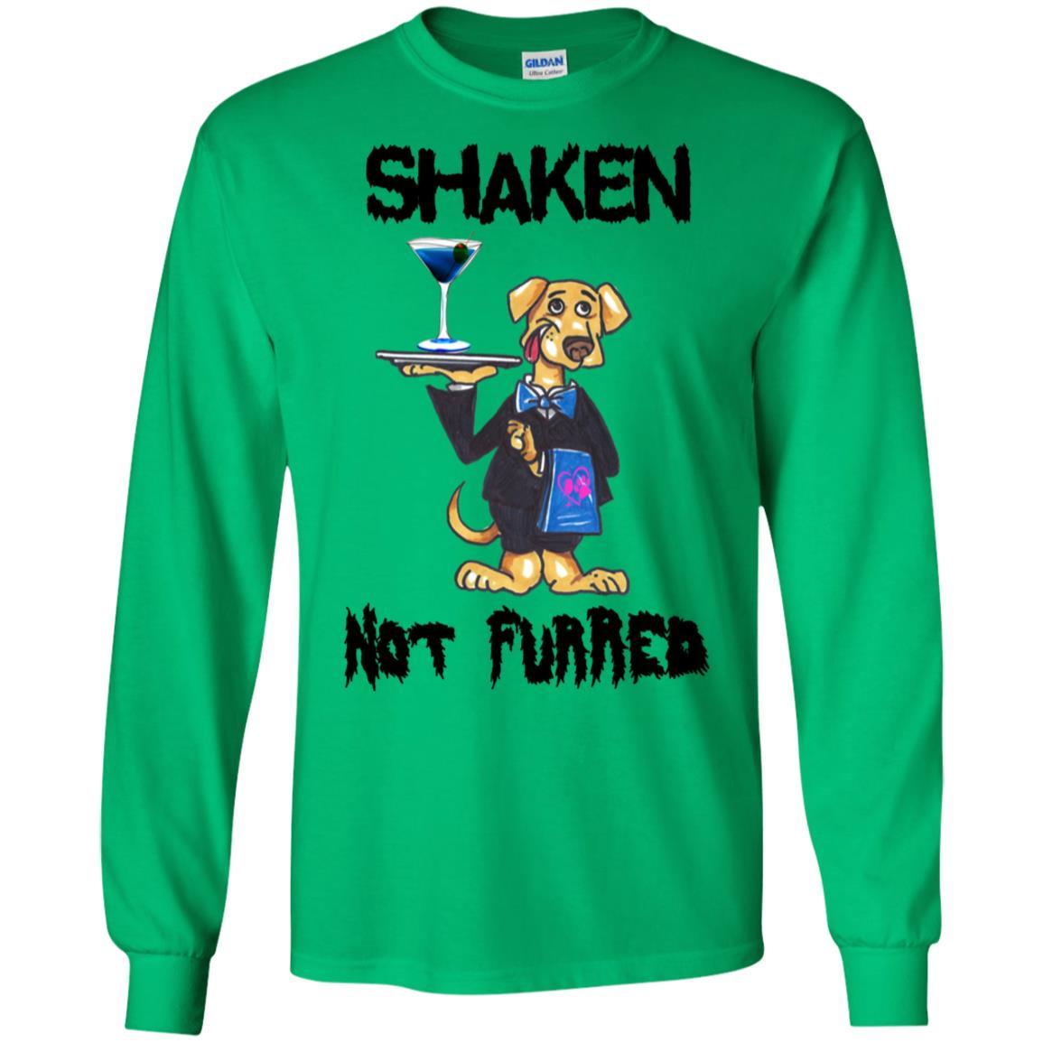 WineyBitches.Co Shaken Not Furred Long Sleeve Ultra Soft Cotton T-Shirt for Women | Comfortable Casual Wear for Wine Nights & Outings
