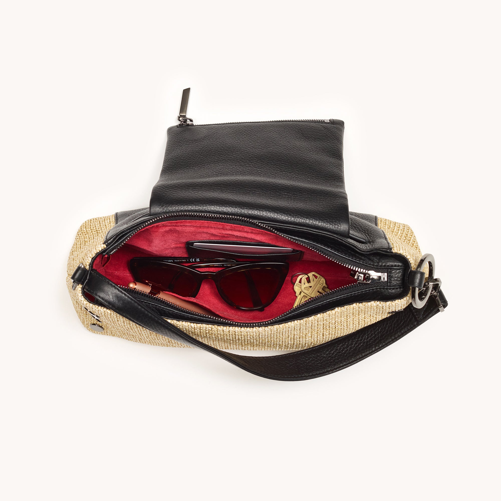 Luxury VIP Satchel Handbag - Chaparral Raffia & Gunmetal Crossbody Purse for Women | Perfect for Work, Travel & Evening Events