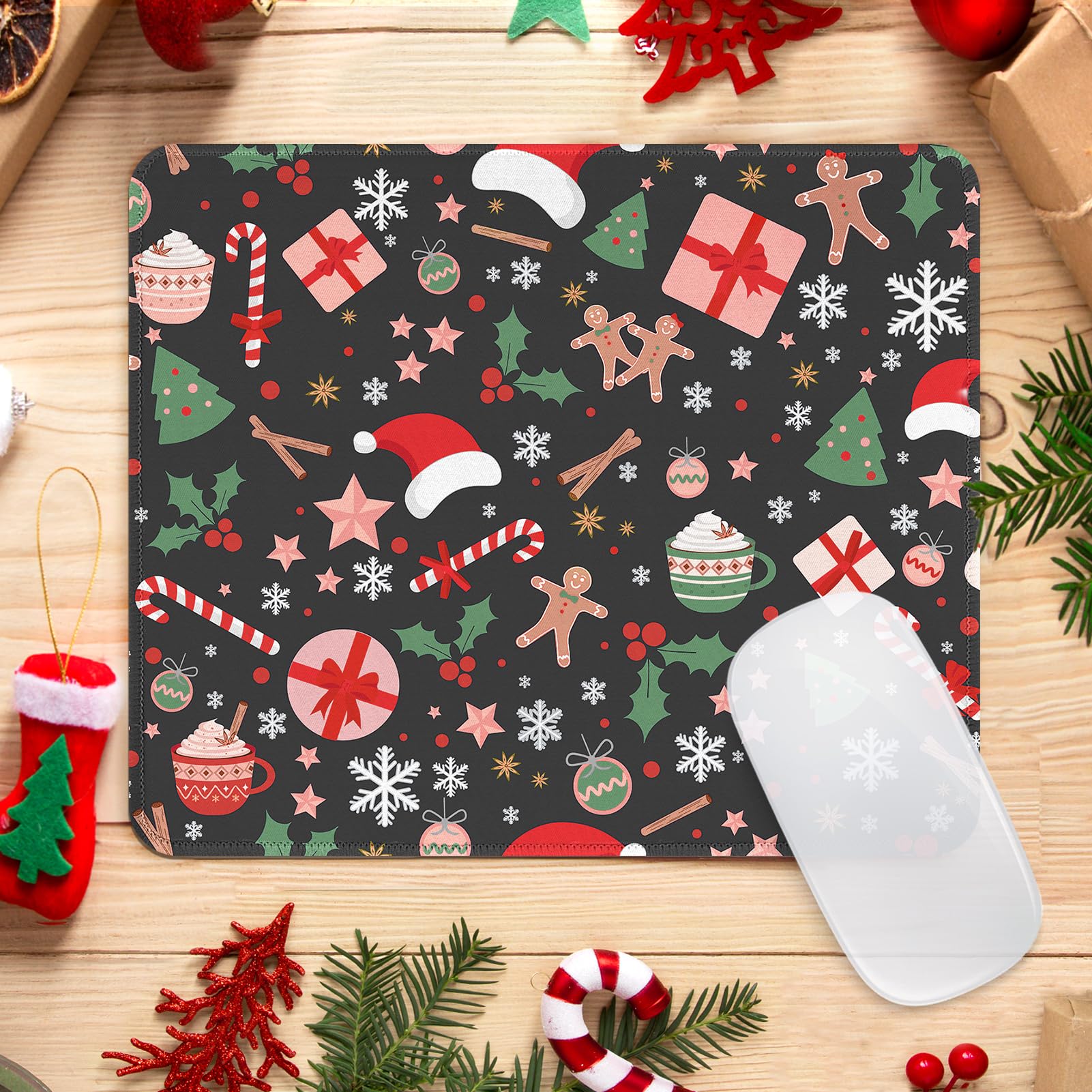 Aesthetic Cute Christmas Mouse Pad - Non-Slip Rubber Base, Waterproof Desk Mat for Wireless Mouse | Holiday Office & Home Decor, Perfect for Christmas Gifts & Computer Workstations