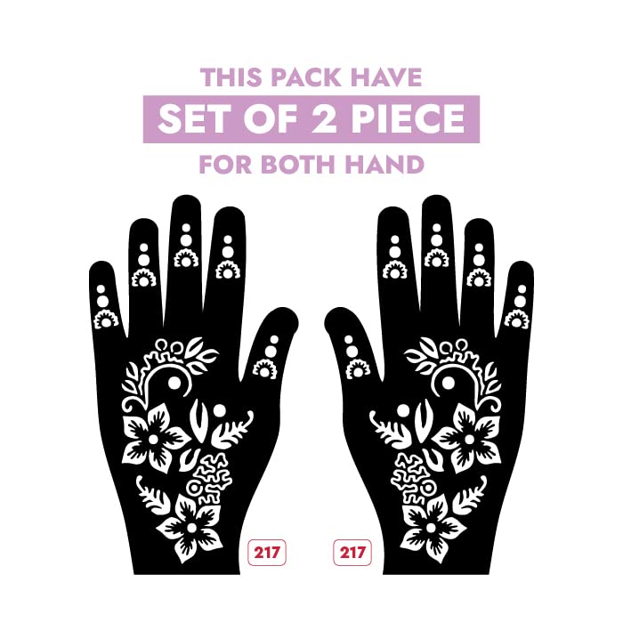 Apcute Henna Tattoo Stencil Kit - Easy-to-Use Temporary Tattoo Stickers for Kids, Girls & Women | Beautiful Mehandi Design Collection (Design No. H-B-217) - Perfect for Weddings, Festivals & Parties