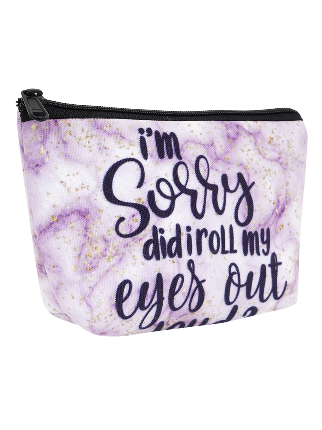 Crazyify Printed 'I'm Sorry' Makeup Pouch for Women - Canvas Cosmetic Bag with Zipper, Travel Toiletry Organizer & Storage Case - Perfect for Travel, Gifts, and Daily Makeup Organization