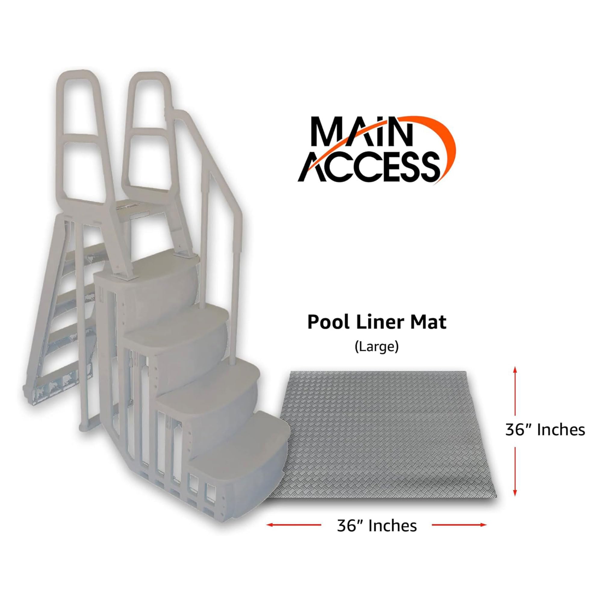36 x 36 Inch Large Pool Step Ladder Guard Mat with Adjustable 54 Inch ProSeries - Safety Cover for Above Ground Swimming Pool Ladders | Perfect for Backyard, Inground & Outdoor Pools