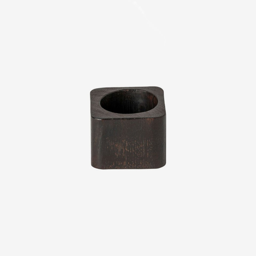 Costa Nova Square Dark Wood Napkin Rings - Set of 4 for Elegant Table Setting | Perfect for Dinner Parties, Weddings & Holiday Decor