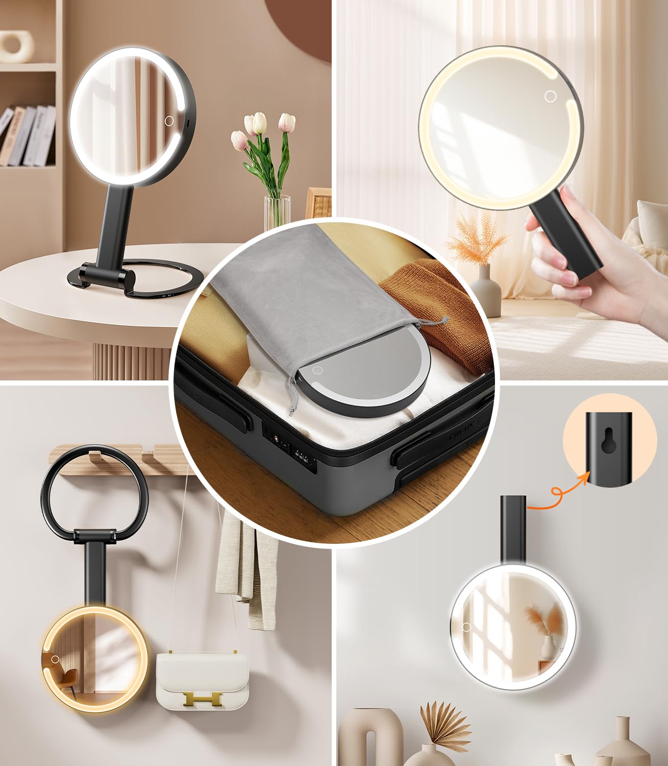10X Magnifying Travel Mirror with Light - Rechargeable LED Makeup Mirror for Travel & Home