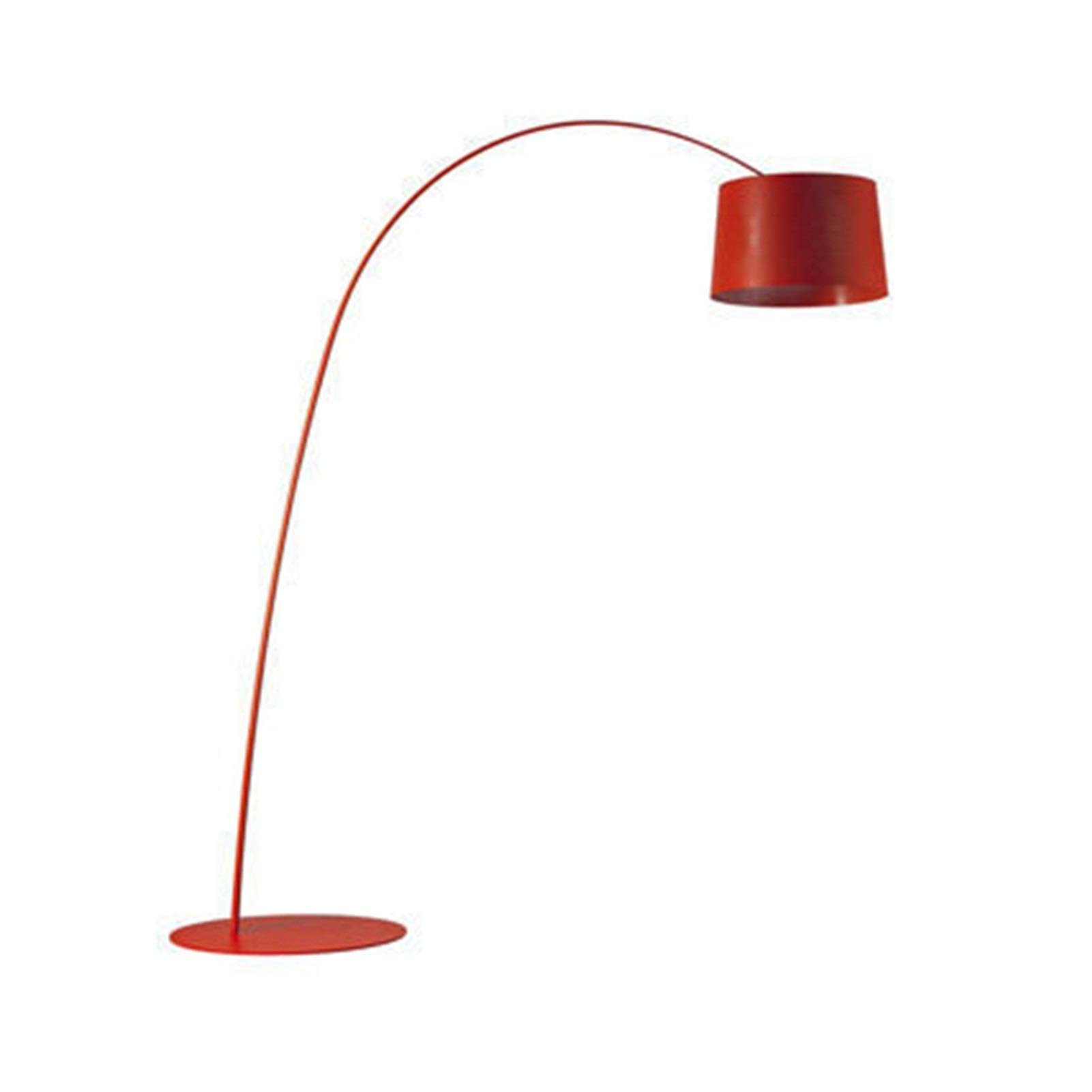 Modern LED Arc Floor Lamp with Spotlight - Adjustable Reading Light for Living Room, Bedroom & Hotel - Red Lampshade - Home & Office Lighting Decor