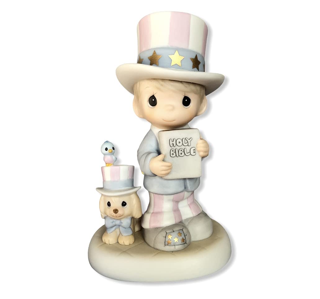 Precious Moments God Bless America Collectible Figurine - Patriotic Home Decor, Gift for Holidays & Special Occasions