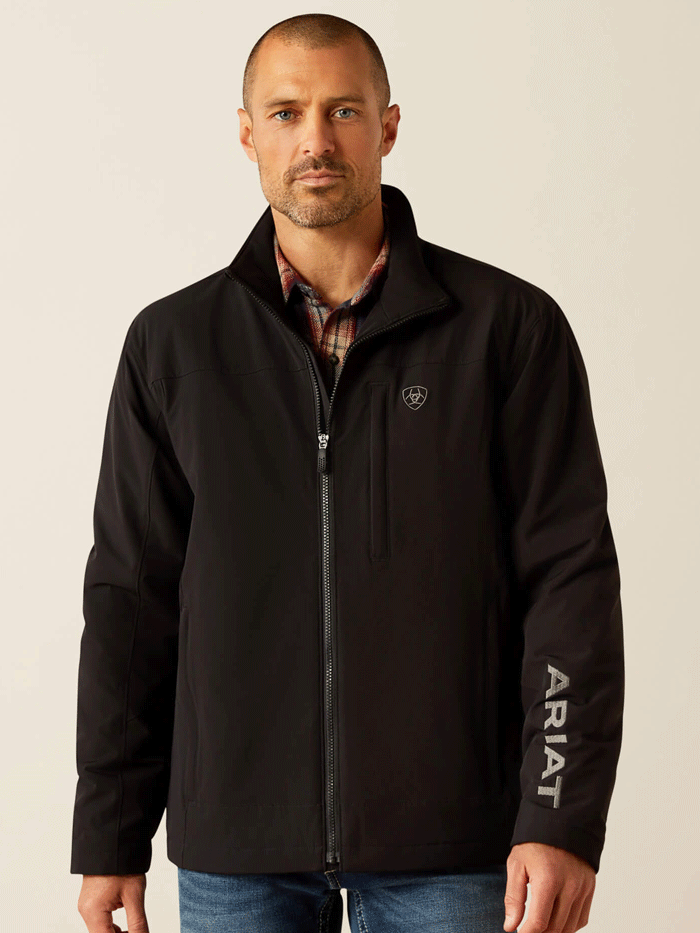 Ariat Men's Pioneer Stretch Shell Jacket - Waterproof Windbreaker for Outdoor Activities, Hiking & Work - Black