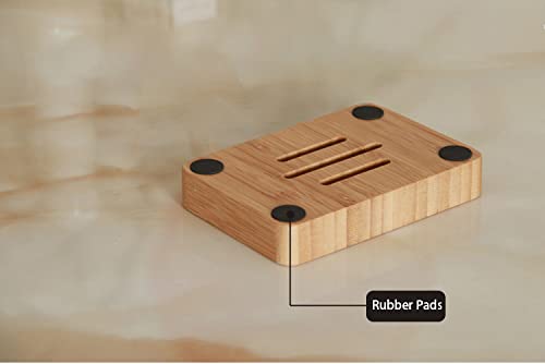 6 Pack Bamboo Soap Dishes - Handmade Self Draining Soap Holders for Bathroom, Shower & Kitchen | Eco-Friendly Bar Soap Organizer for Natural Home Decor & Spa Style Bath Accessories