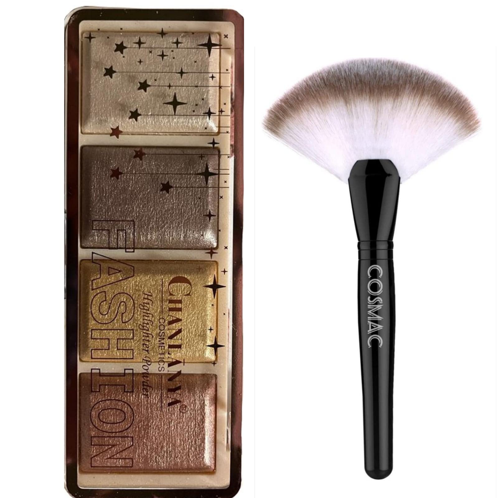 COSMAC Professional Dashing Highlighter Powder with Brush - 2 Pack | Vegan, Cruelty-Free Makeup for Contouring & Glowing Skin | Perfect for Everyday Wear & Special Occasions