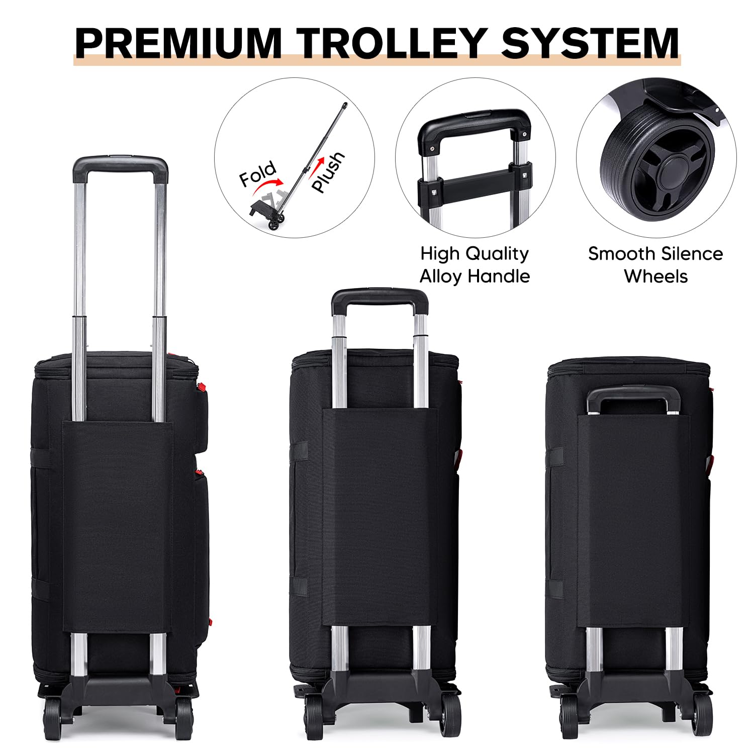 Premium Rolling Garment Bag for Travel - Wheeled Carry-On Luggage with Shoe Compartment & Detachable Trolley System | Convertible Duffel & Suit Bag | Business Trips, Vacations & Wedding Travel (Black)