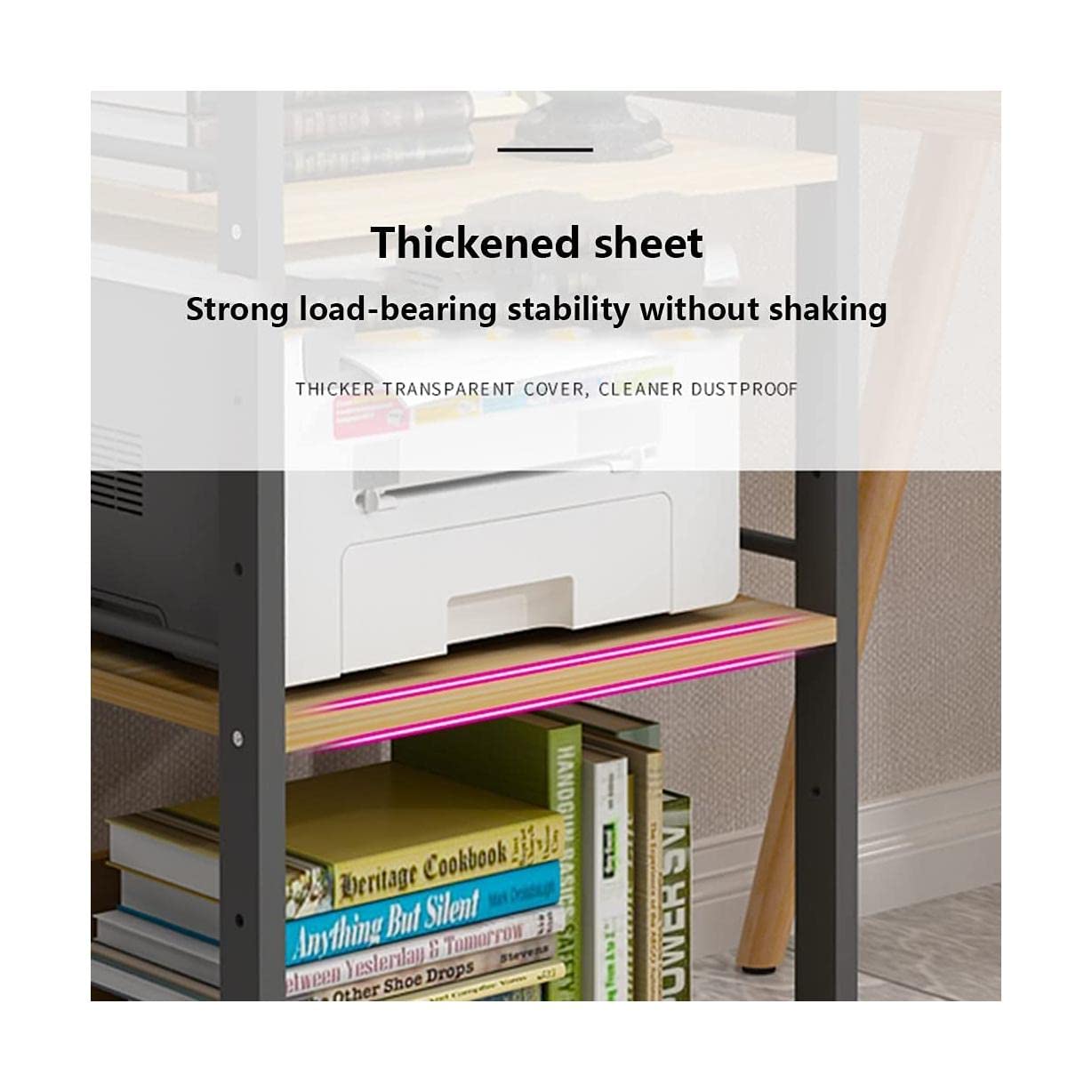 2-Tier Desktop Printer Stand with Non-Slip Feet - Compact Home & Office Printer Organizer for Fax Machine, Scanner, and Office Supplies - Perfect for Small Spaces and Workspace Organization