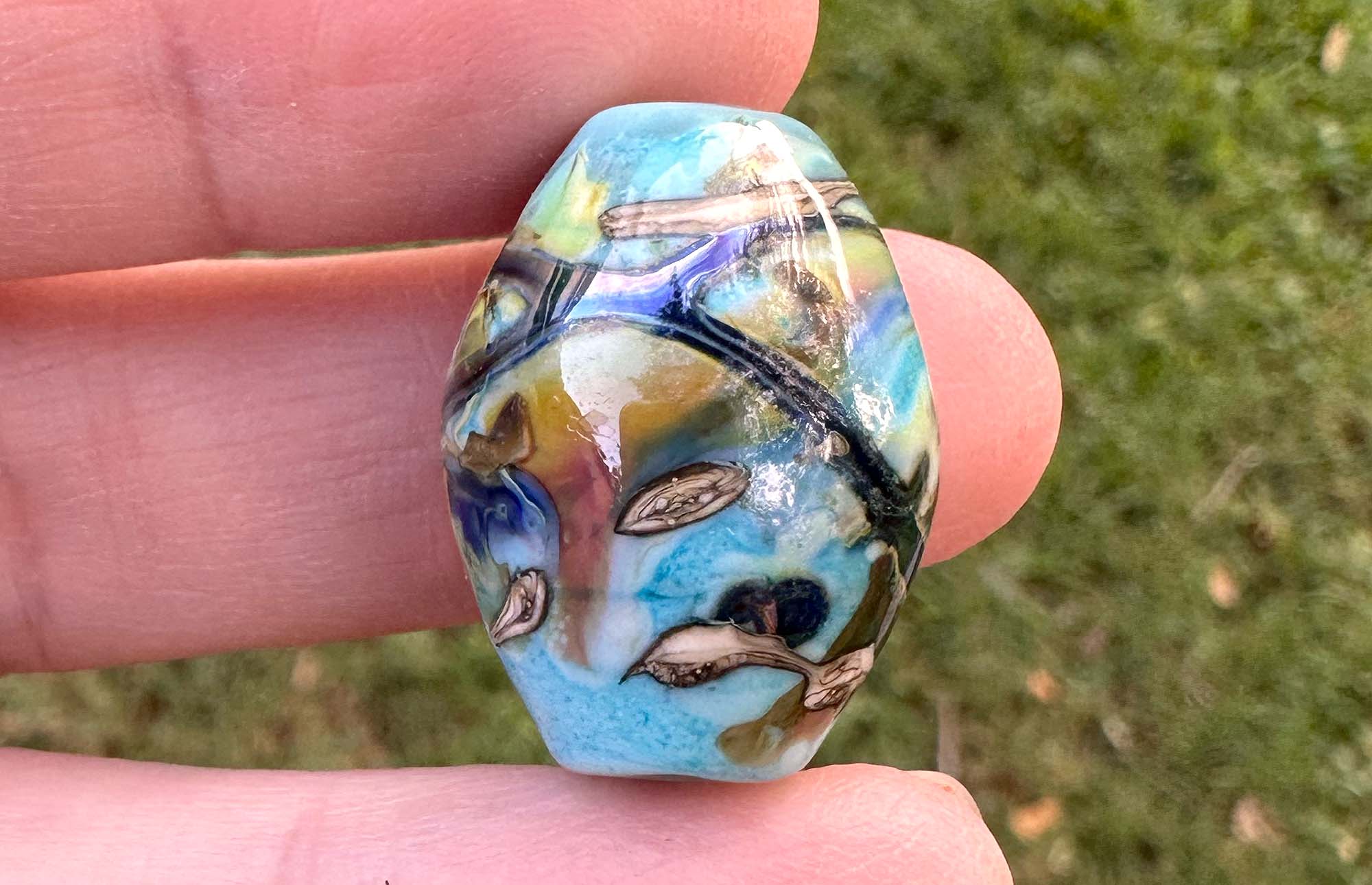 Handmade Ethereal Blue Lampwork Glass Focal Bead - SRA Certified for Jewelry Making, DIY Crafts, and Unique Gift Ideas | Perfect for Necklaces, Bracelets, and Home Decor