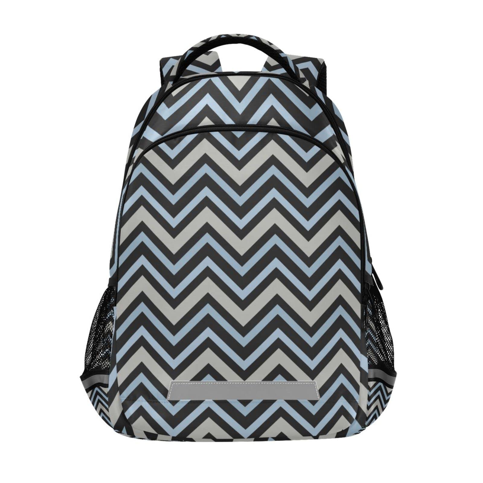 Acpiggto Geometric Striped Backpack - Stylish Blue Grey Daypack for Gym, Sports & Casual Use - Durable Shoulder Bag for Women & Men | Perfect for Travel, Work & School