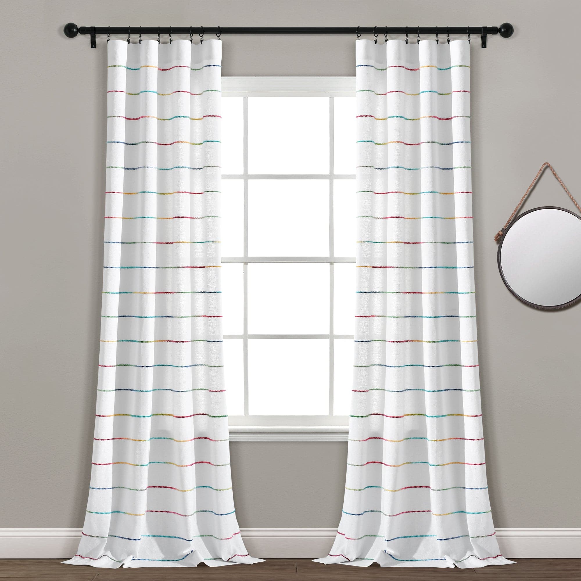 Ombre Stripe Yarn Dyed Recycled Cotton Blend Window Curtain Panel Set - Eco-Friendly Home Decor for Living Room & Bedroom