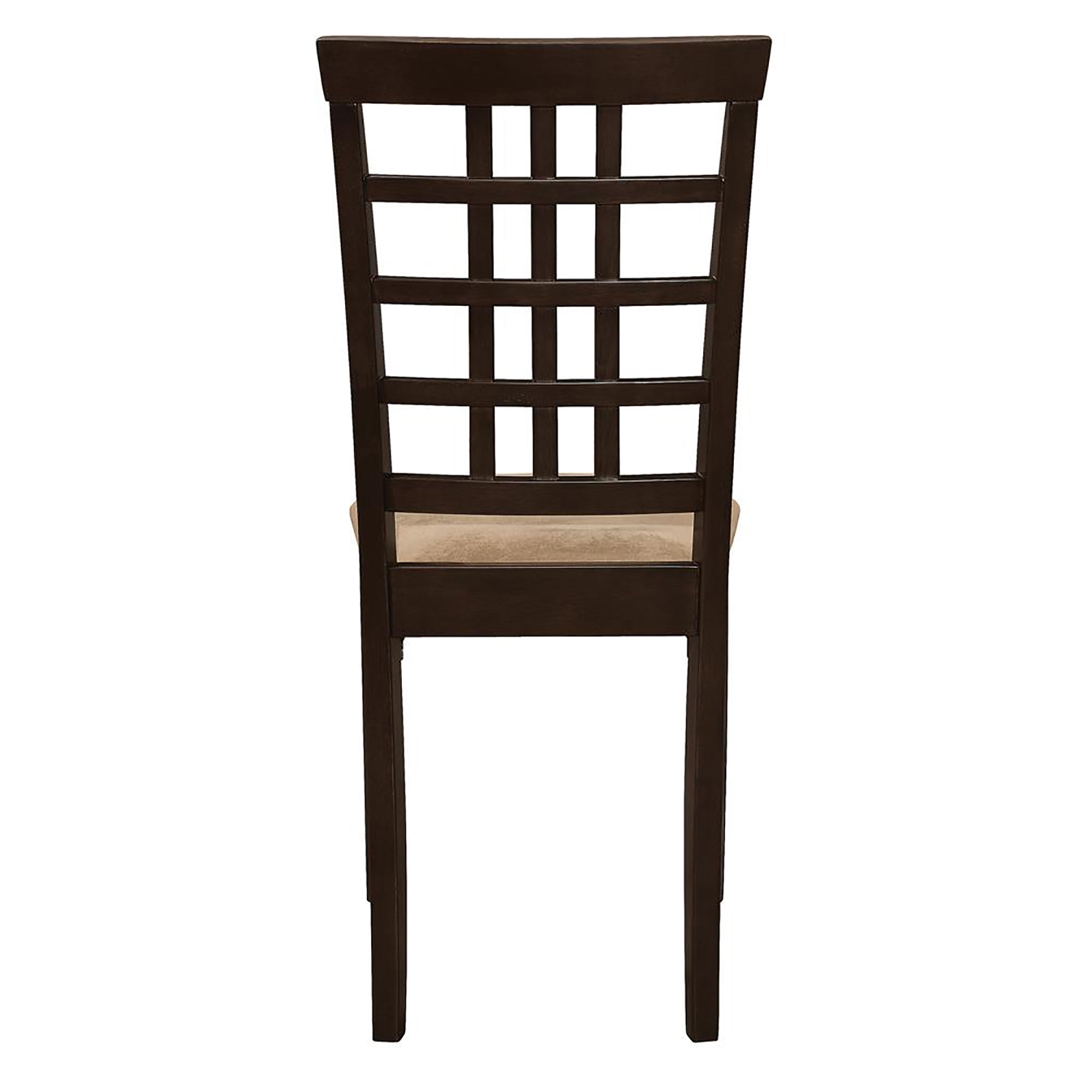 Modern Cappuccino & Beige Lattice Back Side Chairs (Set of 2) - Stylish Dining Room Furniture for Kitchen, Breakfast Nook or Small Space Decor