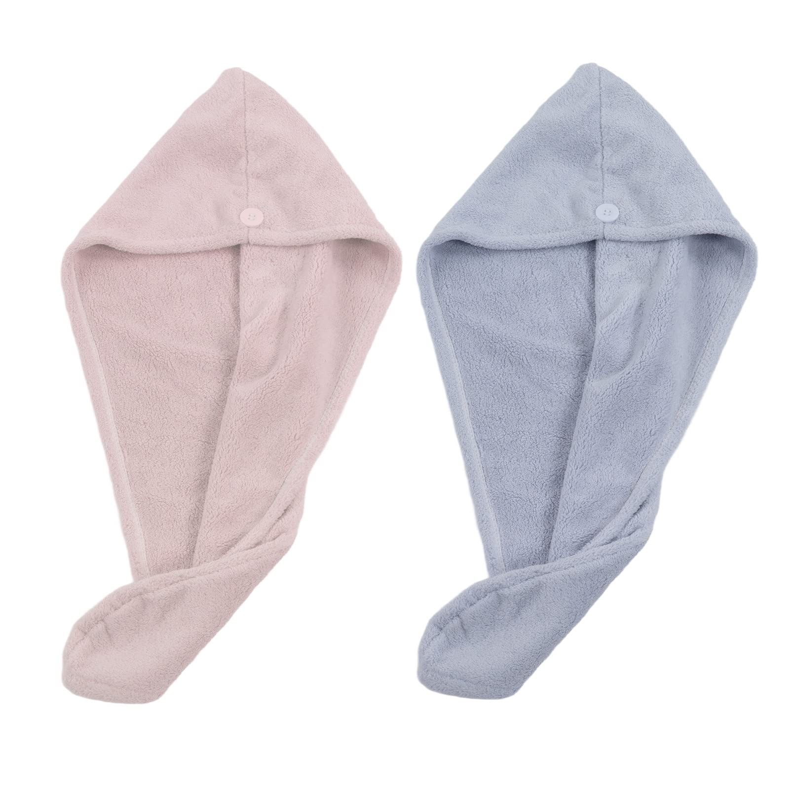 Teamsky Hair Towel Wrap - 2 Pack Coral Velvet Hair Turbans for Women | Super Absorbent & Quick Dry Microfiber Towel for Curly, Long & Thick Hair | Perfect for Shower, Gym & Post-Workout Hair Care