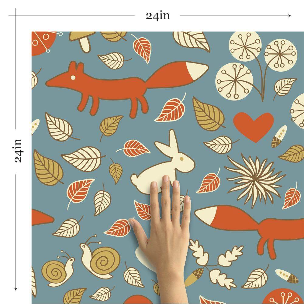 Blue and Tan Animals Baby Peel and Stick Removable Wallpaper - Self-Adhesive Nursery Decor for Kids Room, Bedroom, Playroom - Easy to Install & Remove