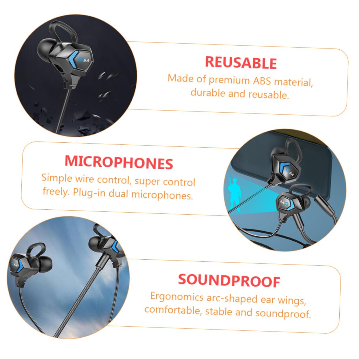 **Homoyoyo Wired Gaming Headset with Microphone - Noise Isolating In-Ear Earphones for PC, Mobile, Laptop - Perfect for Gaming, Workouts, Gym & E-Sports**