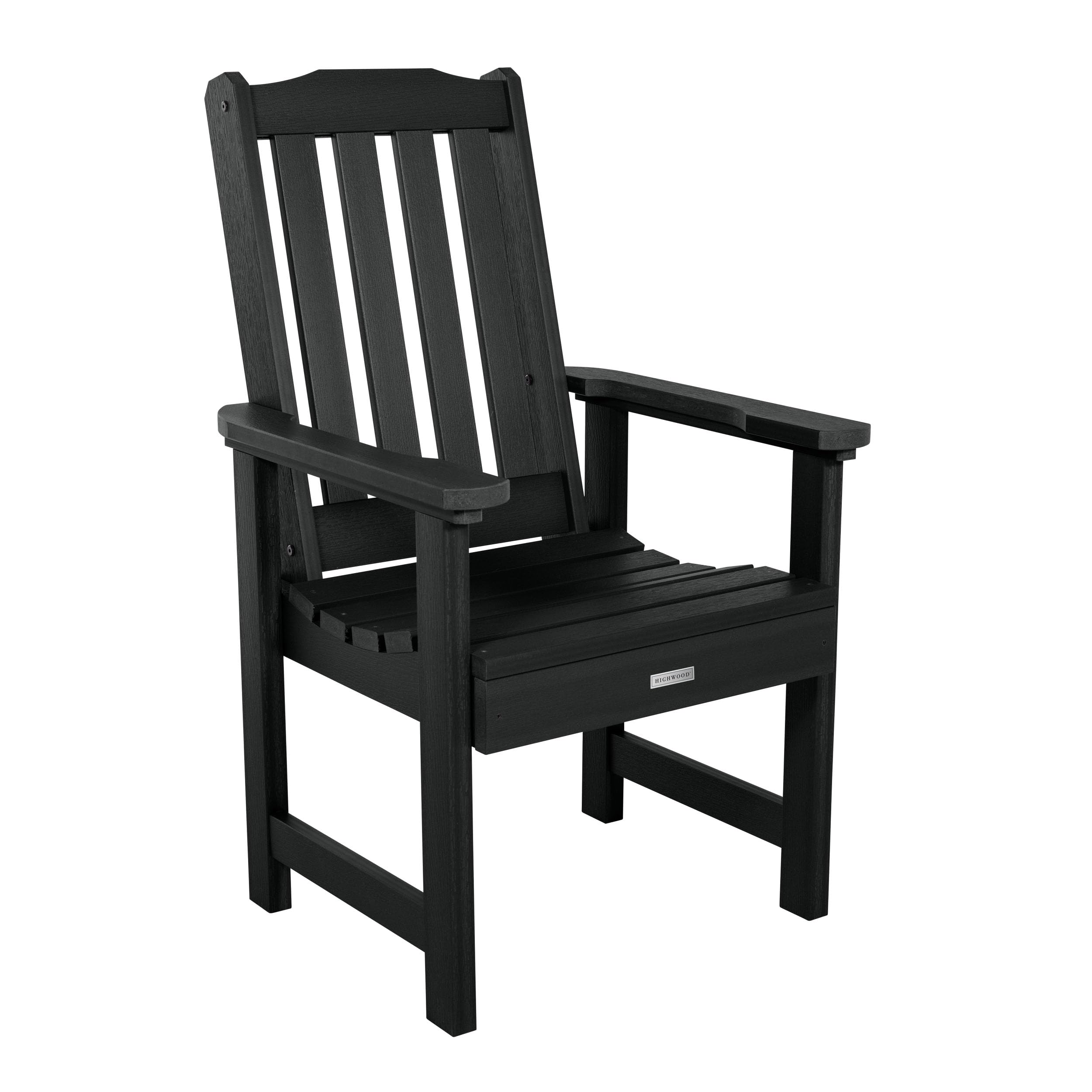 Highwood Lehigh Dining Armchair - Weather-Resistant Black Outdoor Patio Chair for Garden, Deck, Poolside & Restaurant Use