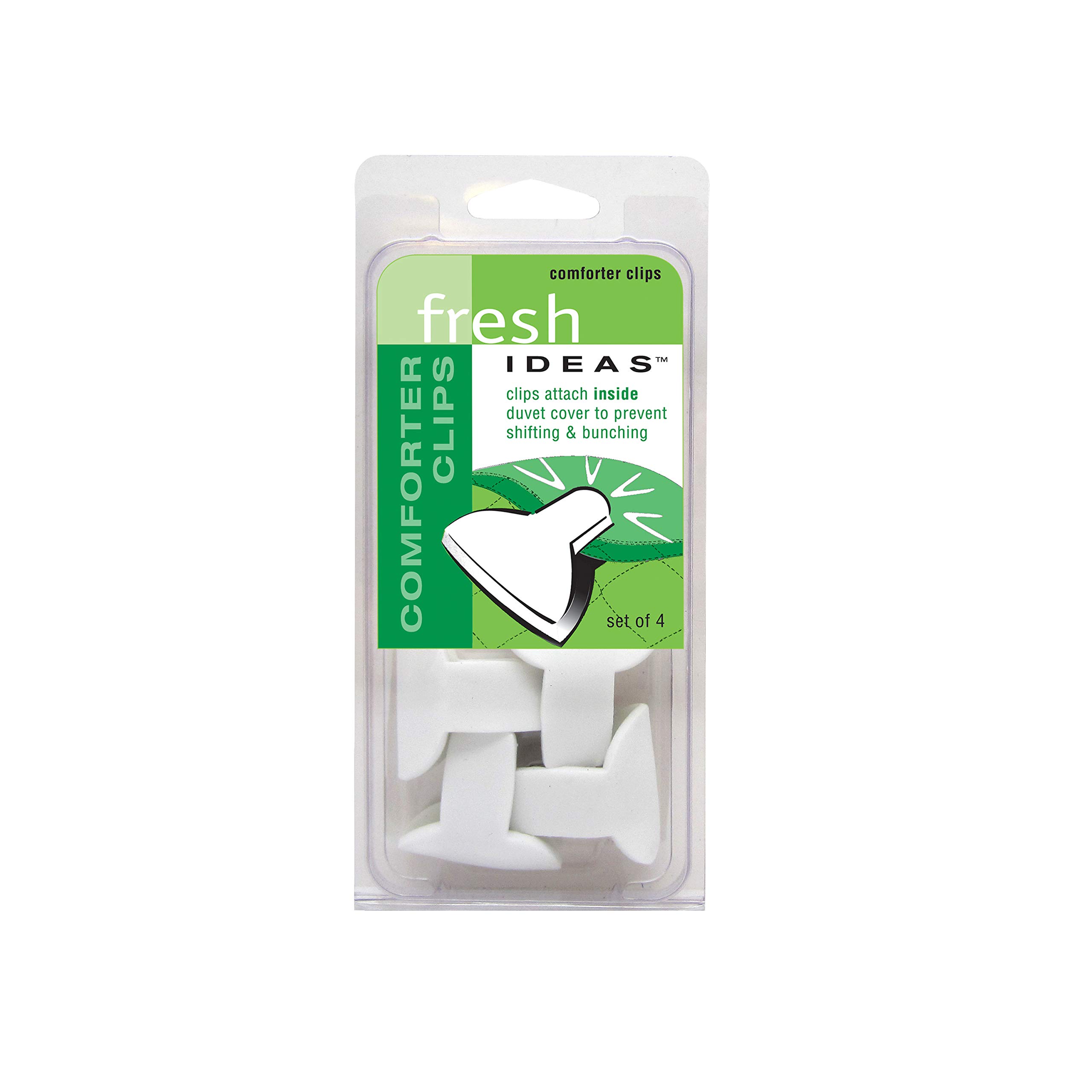 FRESH IDEAS Comforter Clips 4-Pack - Padded Blanket Fasteners to Prevent Shifting Inside Duvet Cover | Bedding Accessories for Secure & Comfortable Sleep | Perfect for Hotels, Home Use & Travel