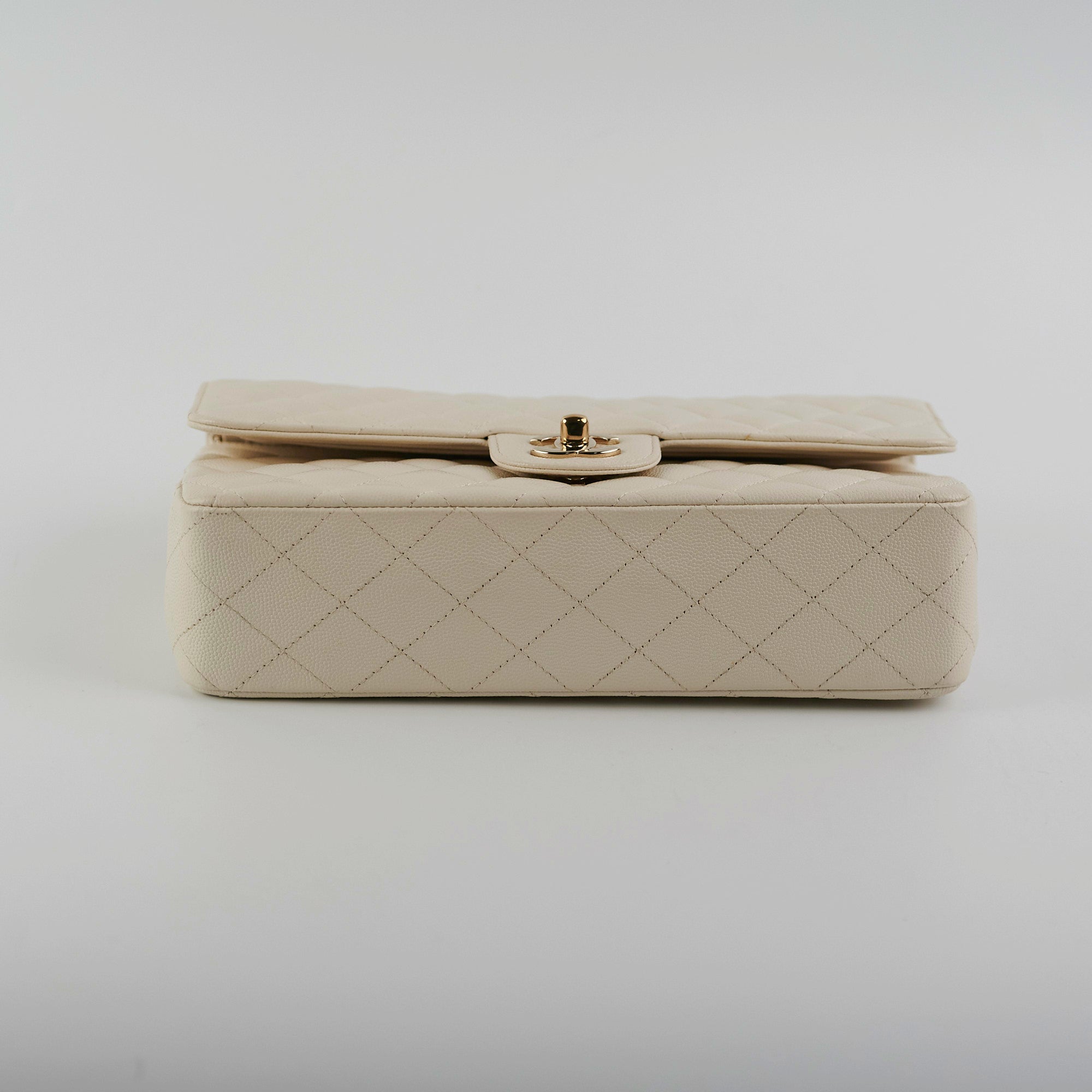 Chanel Quilted Caviar Medium/Large Double Flap Ivory Handbag - Luxury Designer Crossbody Bag for Women, Perfect for Date Night & Special Occasions