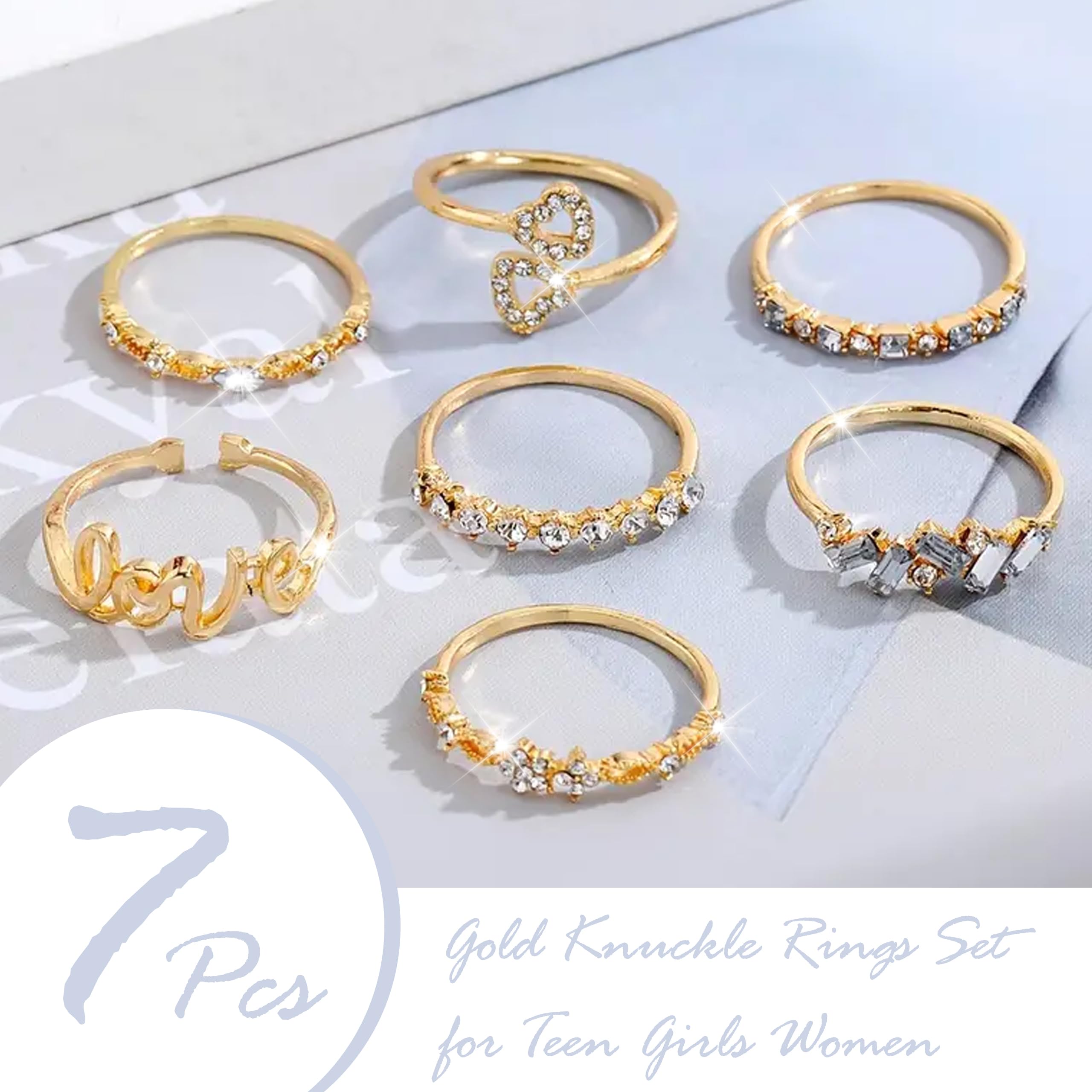 Trendy Gold Stackable Rings for Women - Boho Star Moon Heart Knuckle Rings Set, Minimalist Jewelry Pack for Birthday Gifts, Easter Basket Stuffers | Perfect for Everyday Wear, Layering & Special Occasions