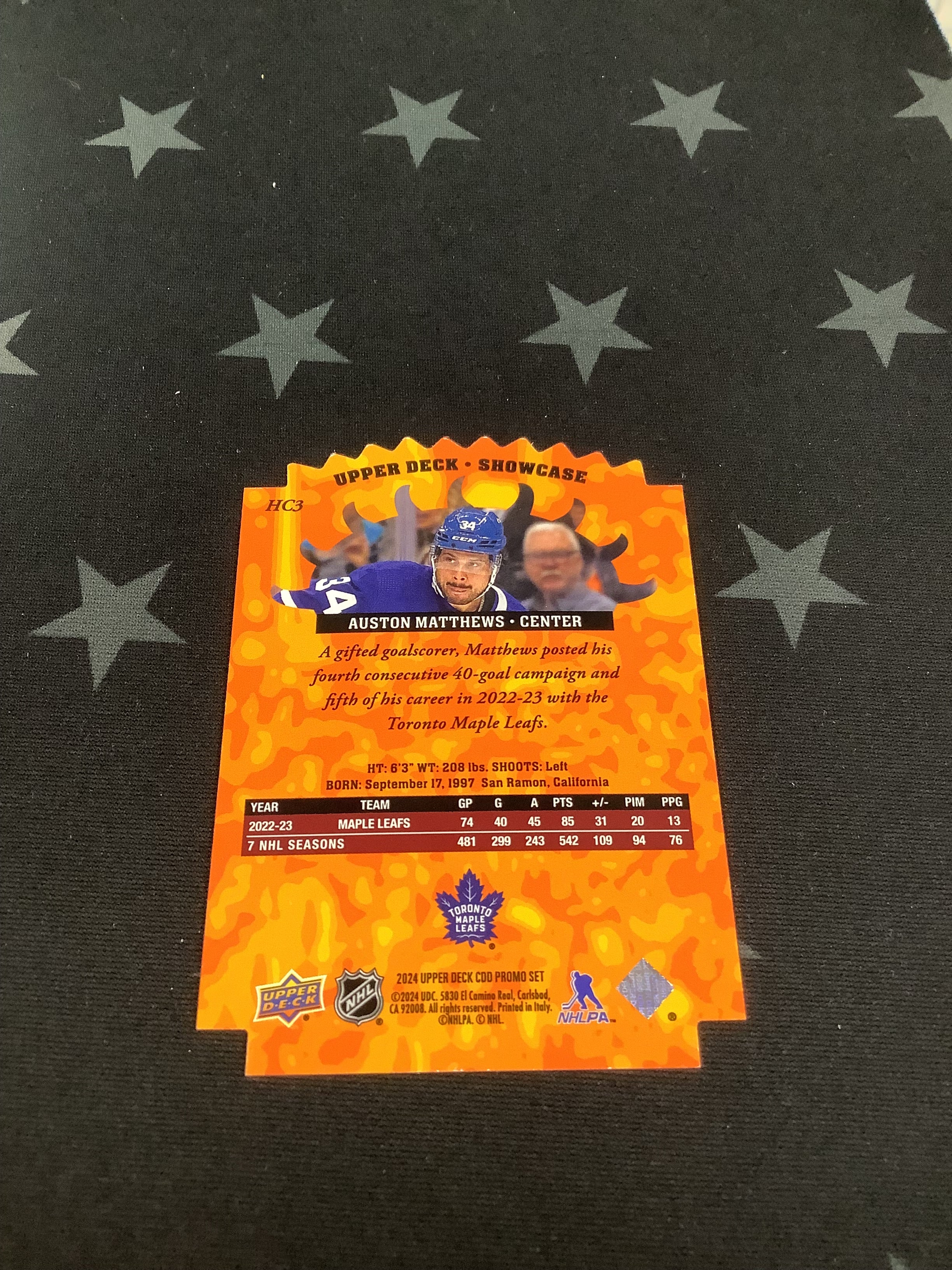 2024 Upper Deck Auston Matthews Hot Commodities Promo Hockey Card #HC3 - Collectible Sports Memorabilia for NHL Fans & Card Enthusiasts