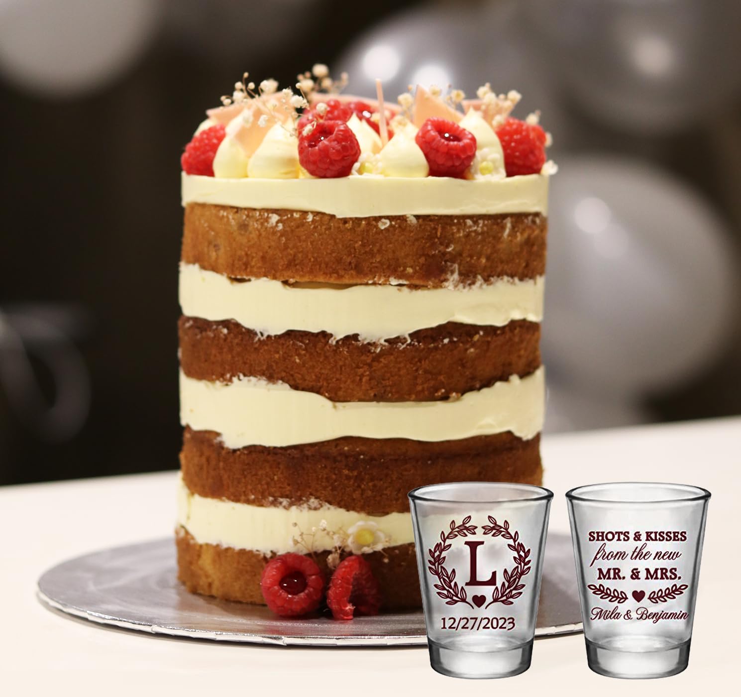 Personalized Wedding Shot Glasses Bulk - Custom Mr & Mrs Couple Favors for Bridal Showers, Bachelorette Parties & Reception Gifts