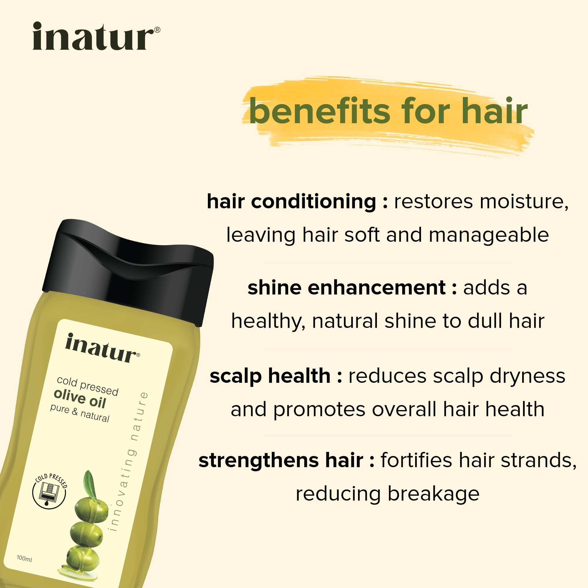 Organic Cold-Pressed Extra Virgin Olive Oil 100ml - 100% Pure Natural Skin & Hair Care Oil for Face, Body & Baby | Hydrating Moisturizer for Dry Skin, Hair Growth Treatment, Massage Oil & DIY Beauty Recipes