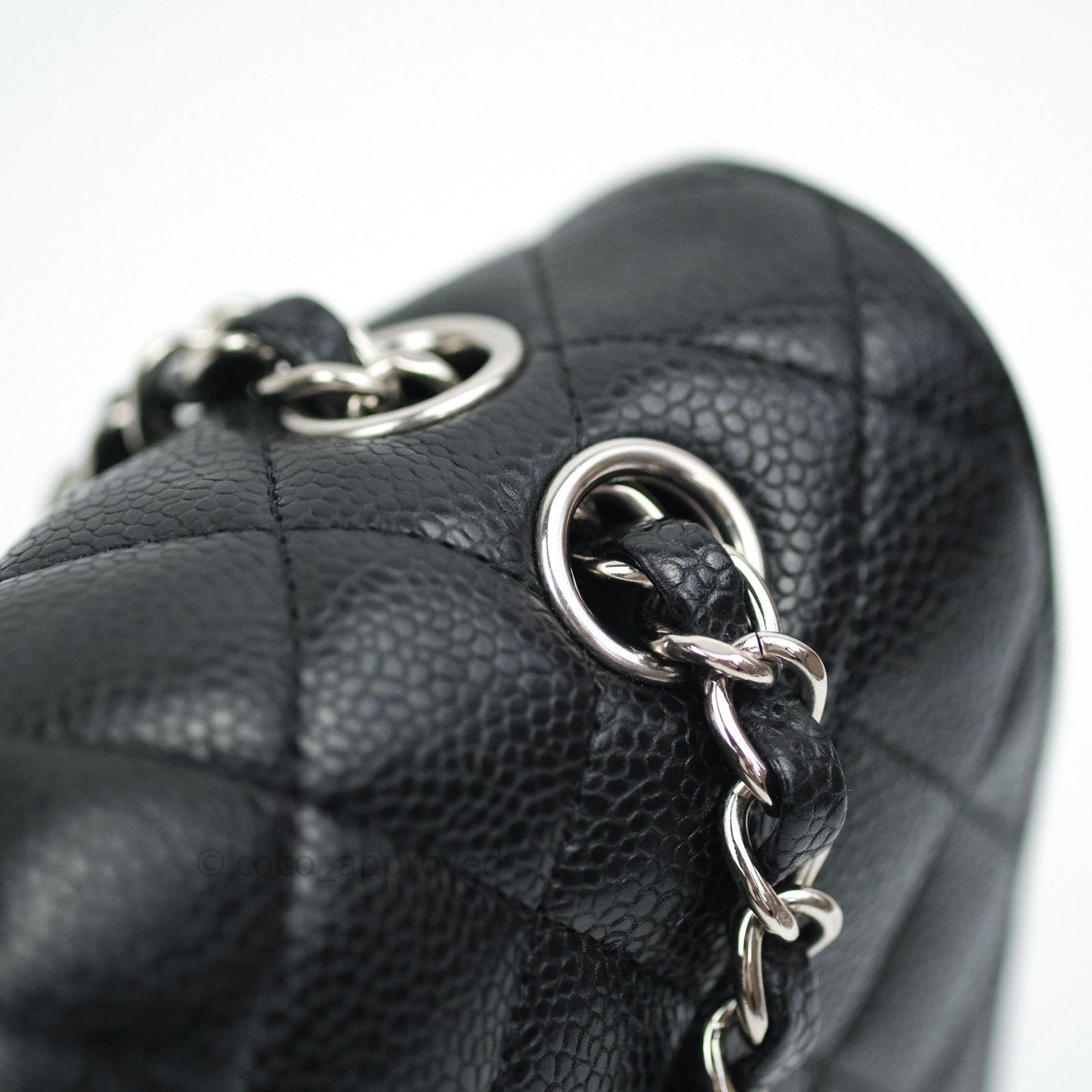 Chanel Classic Double Flap Bag M/L Size in Black Caviar Leather with Silver Hardware - Luxury Handbag for Women, Perfect for Work, Evening Events & Special Occasions