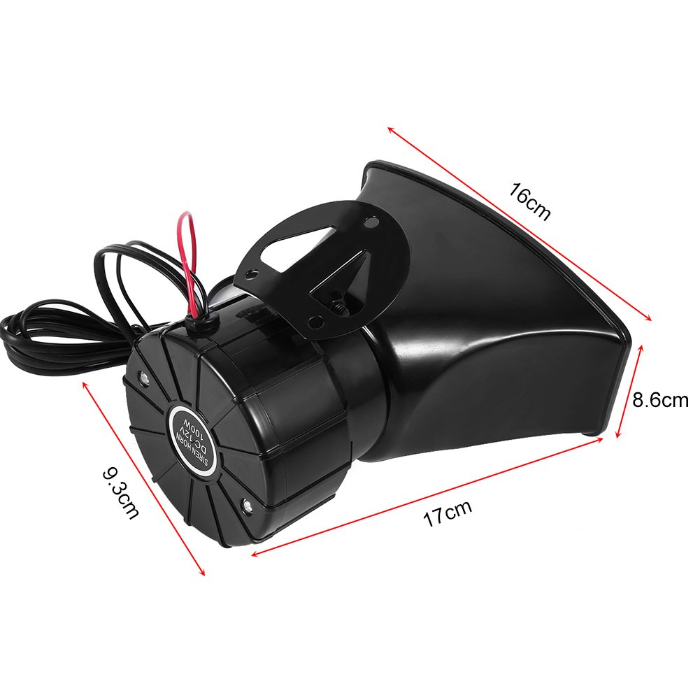 12V Portable PA Speaker with 7 Tone Siren - All Weather Horn Sound Amplifier for Car, Boat, Van, Truck | Emergency Vehicle Warning & Outdoor Safety Alarm System