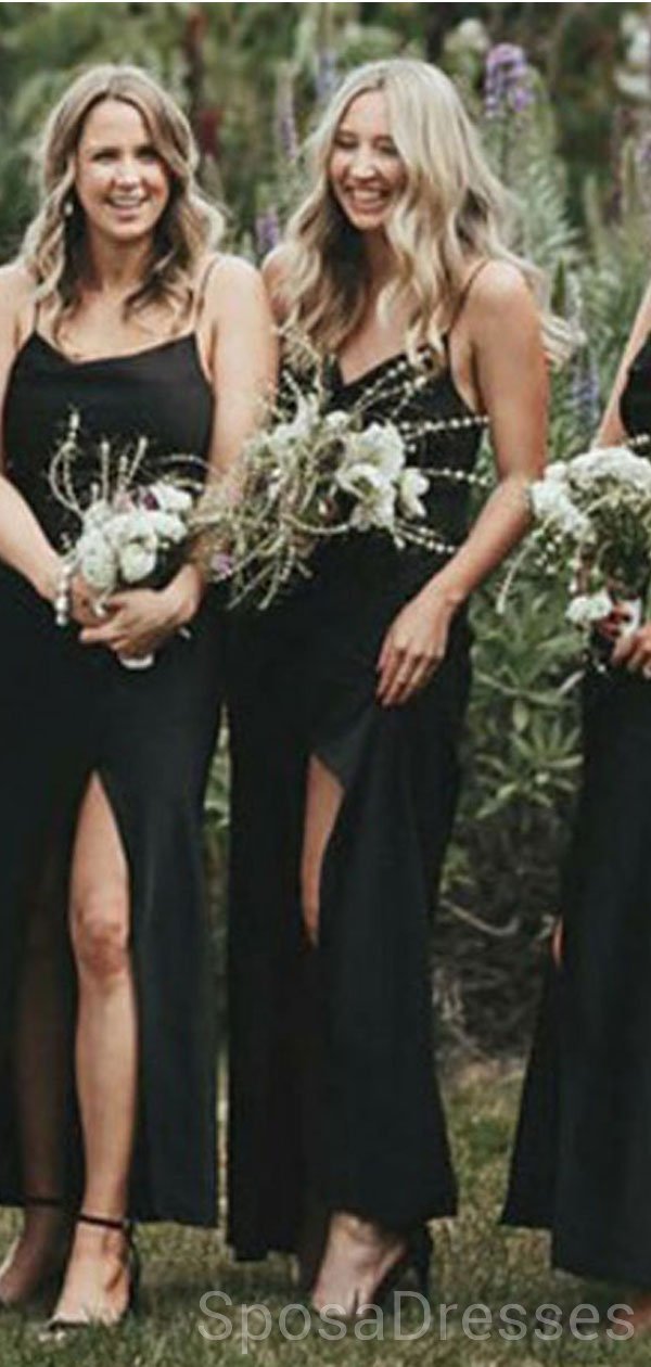 Elegant Mermaid Side Slit Spaghetti Strap Long Bridesmaid Dress - WG615 | Perfect for Weddings, Prom & Formal Events