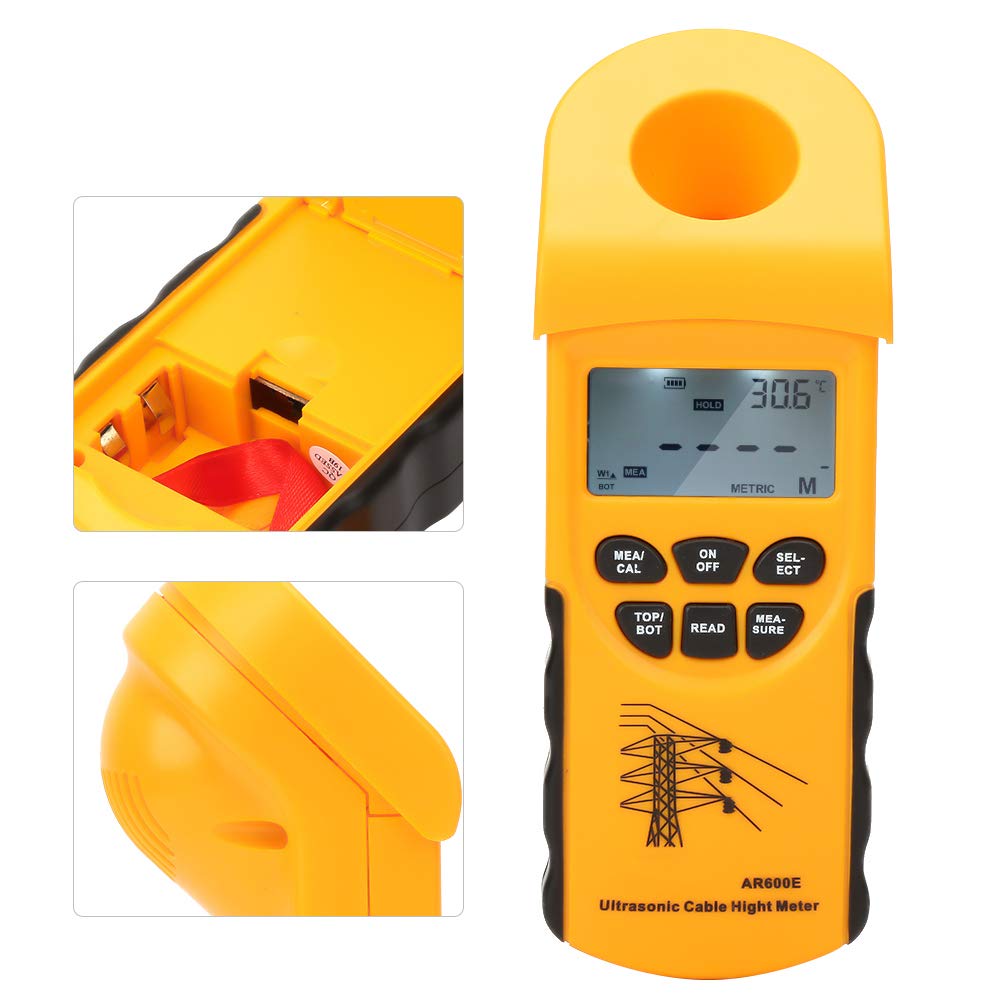Ultrasonic Cable Height Meter - Digital LCD Display for 6 Cables | Portable Cable Height Measuring Instrument with Plastic Case | Perfect for Electricians, Telecom Technicians & Utility Workers