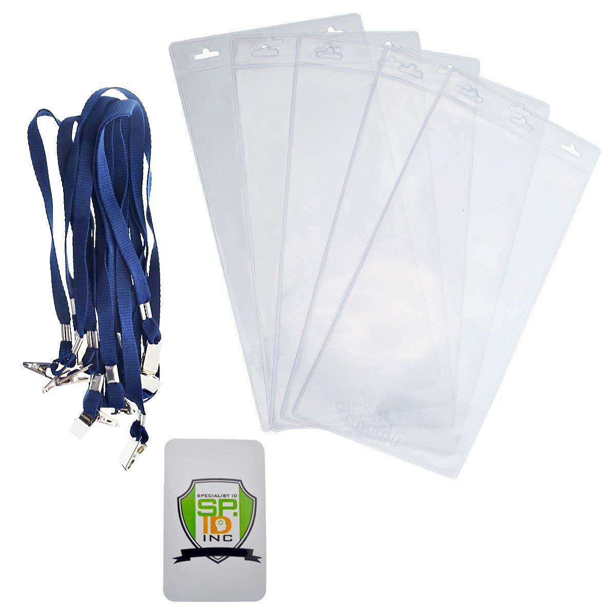 5-Pack Large 4x8 Inch Badge Holders with Lanyards & Clips - Event ID Cards for Conferences & Workplaces