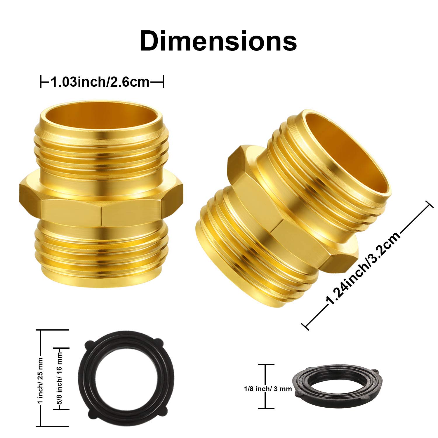 Tatuo 6 Pack 3/4 Inch Garden Hose Quick Connect Adapter - Heavy Duty Double Male Fittings with 10 Extra Washers - Perfect for Lawn Irrigation, Car Washing & Outdoor Watering Systems