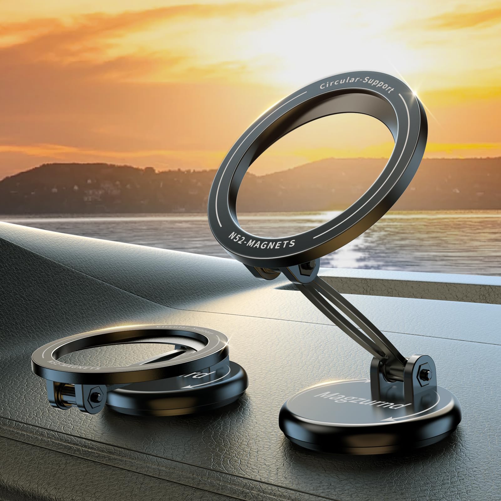 MagSafe Car Mount Holder - 17 Ultra-Strong Magnets & 360° Rotation for iPhone 15/14/13 Pro Max/Plus/Mini - Dashboard Magnetic Phone Stand for Safe Driving - Perfect for Commuting, Road Trips & GPS Navigation