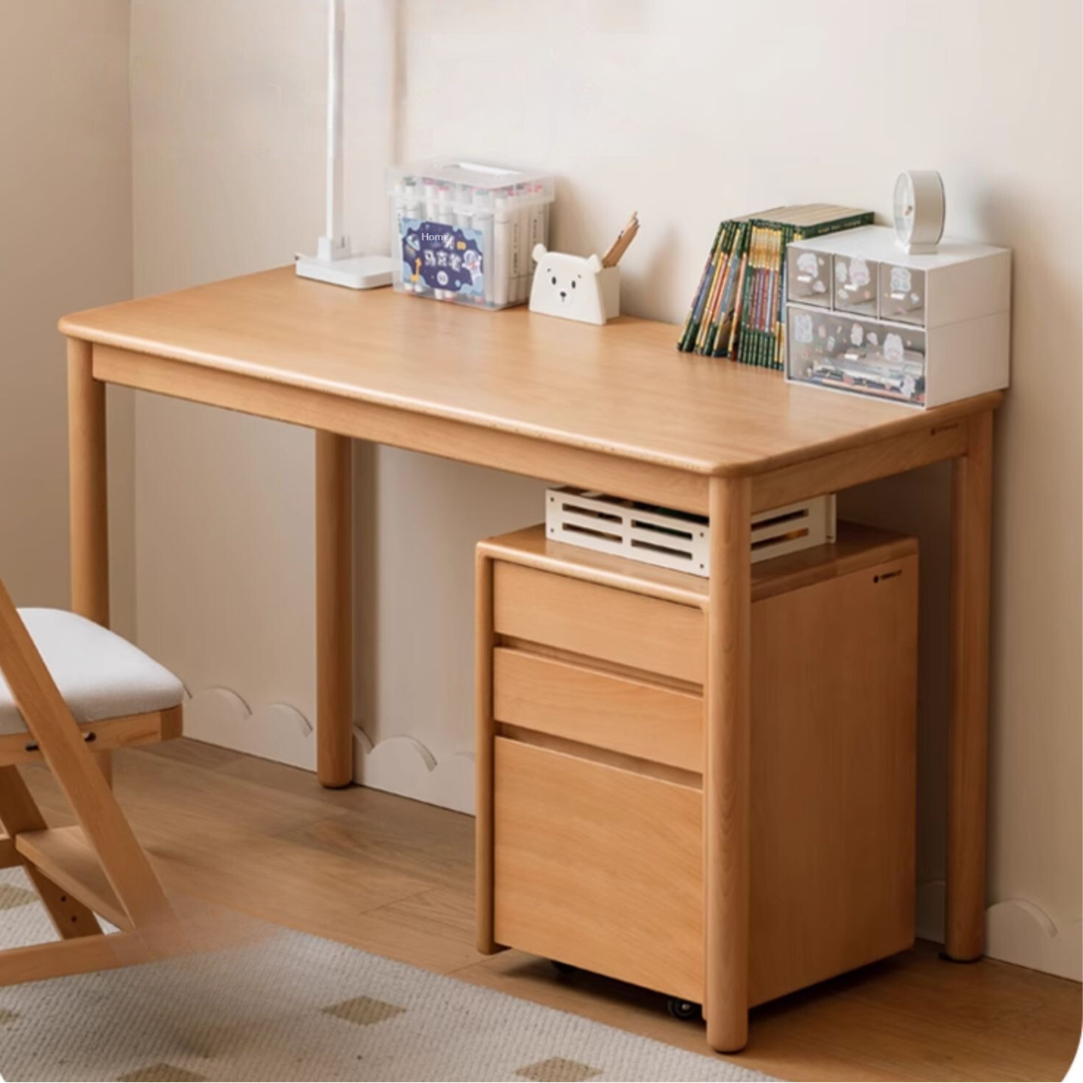 Solid Wood Kids Writing Desk - Beech & Oak Study Table for Children - Perfect for Homework, Drawing & Crafting in Bedroom or Study Room