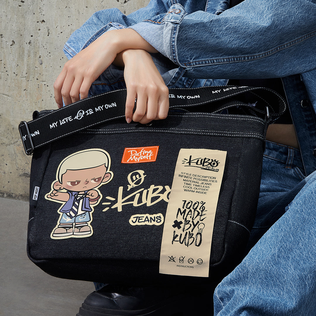POP MART KUBO JEANS Series Messenger Bag - Stylish Crossbody Shoulder Bag for Women & Men | Perfect for School, Work, Travel & Daily Use