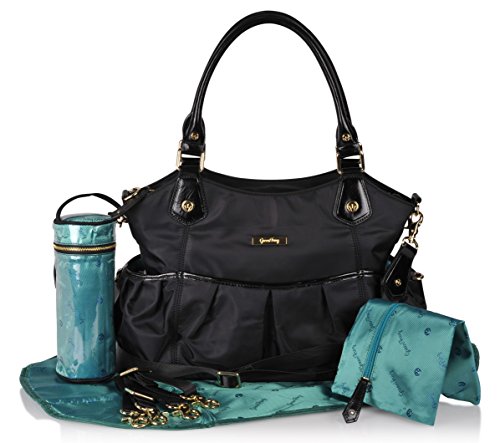 Premium GREEN FROG Luxury Diaper Bag - Stylish Camel/Sand 7-Piece Set, Weekender Tote for Baby Boys & Girls - Perfect for Travel, Daycare & Family Outings