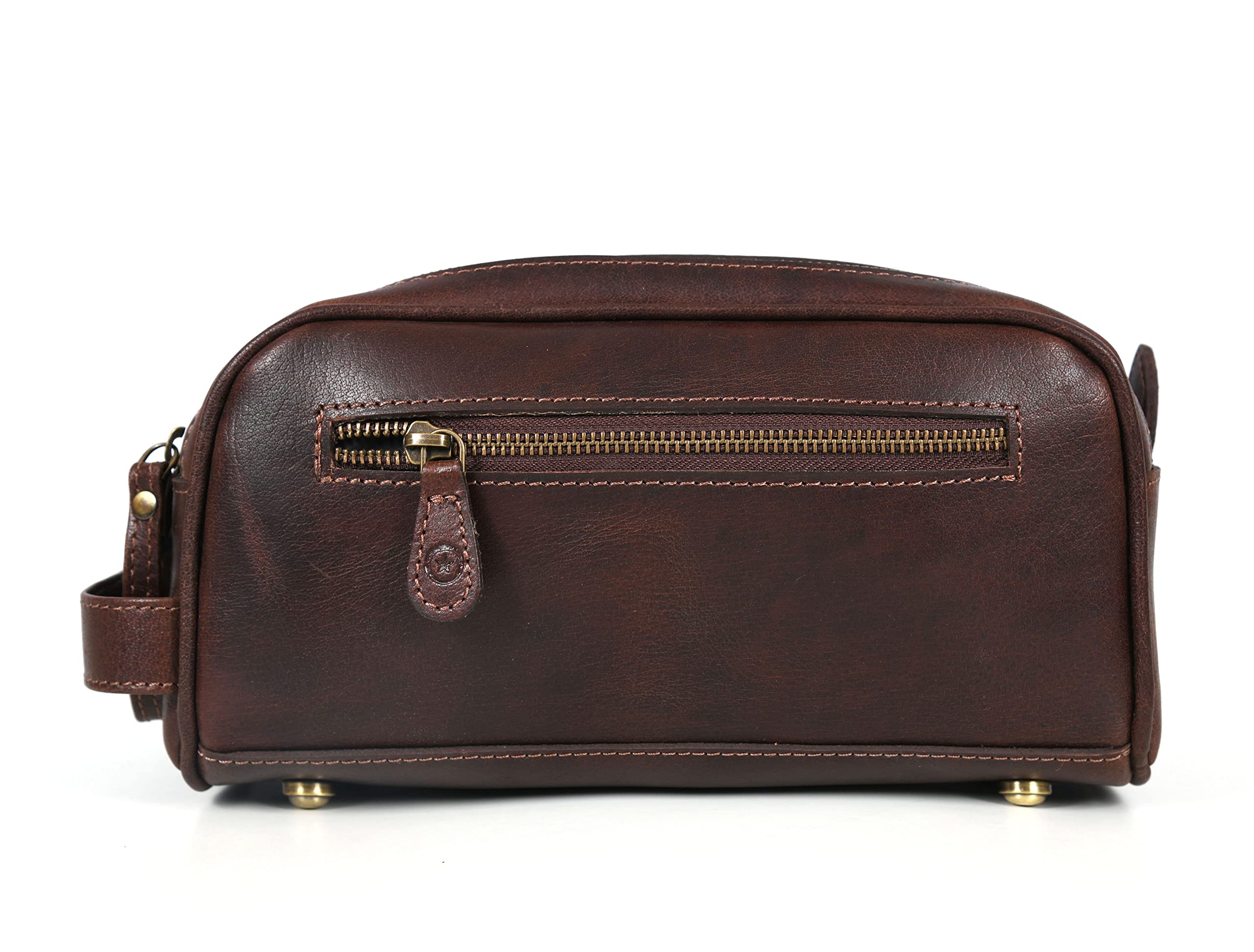 Premium Leather Toiletry Bag for Travel - Waterproof Dopp Kit by Aaron Leather Goods - Perfect for Men's Grooming Essentials & Business Trips