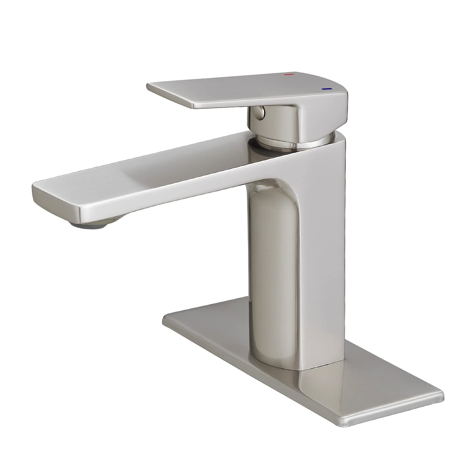 VOTON Brushed Nickel Single Handle Bathroom Faucet - 1 or 3 Hole Bathroom Sink Faucet with Deck Plate, 1.2 GPM Low Flow - Perfect for Home, RV & Small Space Bathrooms