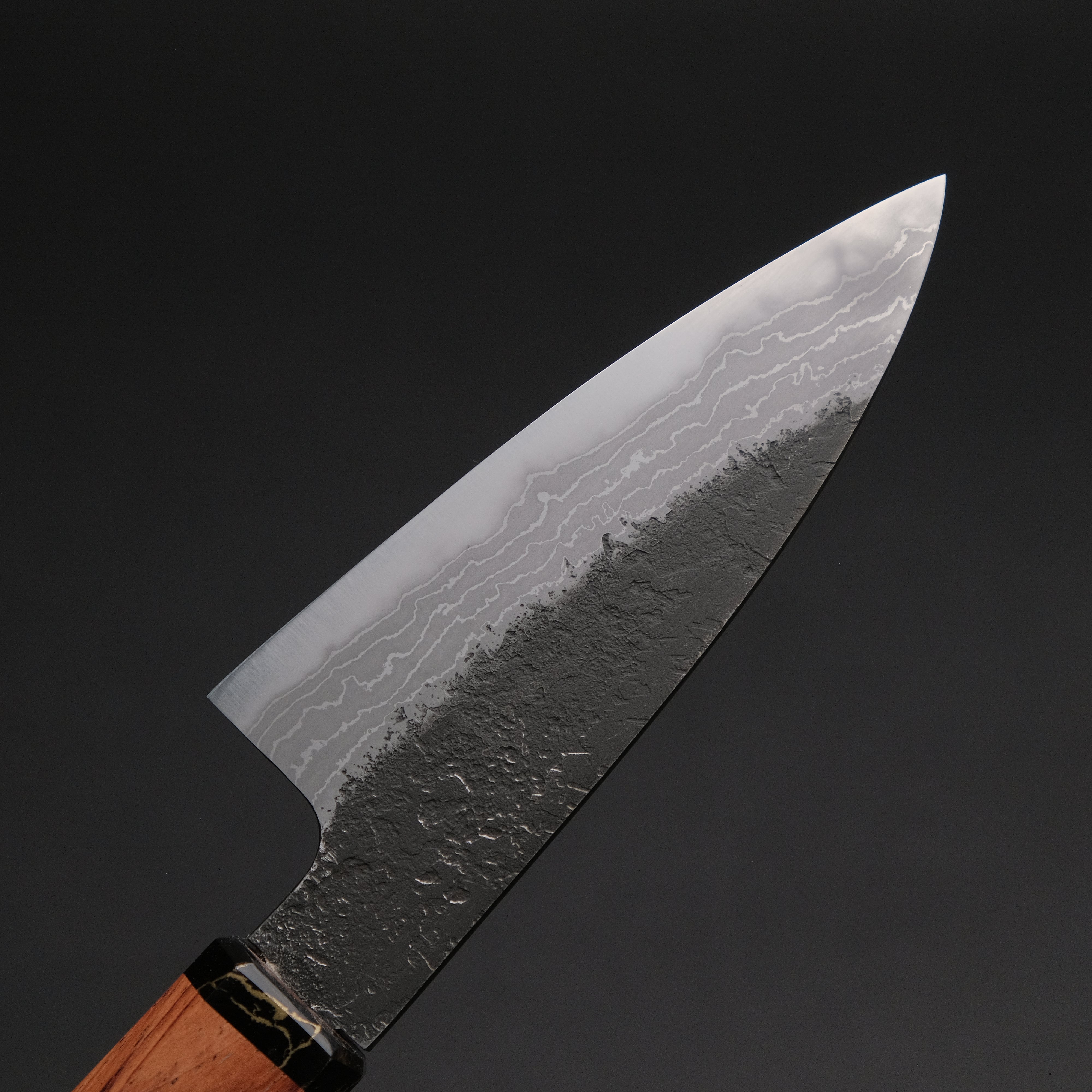 Premium Ajikataya White #2 Nashiji Damascus Petty Knife 85mm - Rosewood Handle with TQP Finish (#66) - Perfect for Slicing Fruits, Vegetables & Precision Kitchen Tasks